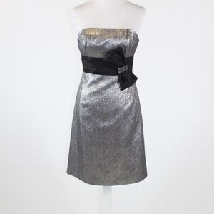 Silver silk Kay Unger waist dress 4